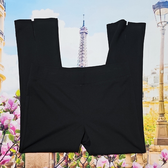 Ming Wang Stretchy Black Slit Ankle Pants - Picture 2 of 7